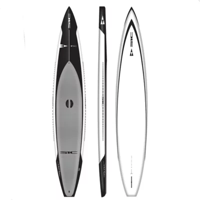 SIC Maui X14 TWC in black with white trim and gray pad stop, side, and bottom image.