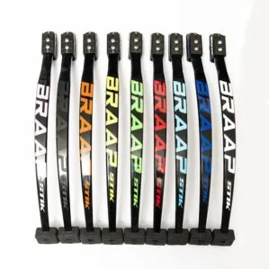 Braap stik colors in white, black, orange, yellow, light blue, blue logos. logo