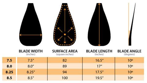 Hippositck paddle size and bend diagram