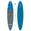 SIC Maui blue with black pad inflatable paddleboard with top, side, ad bottom.