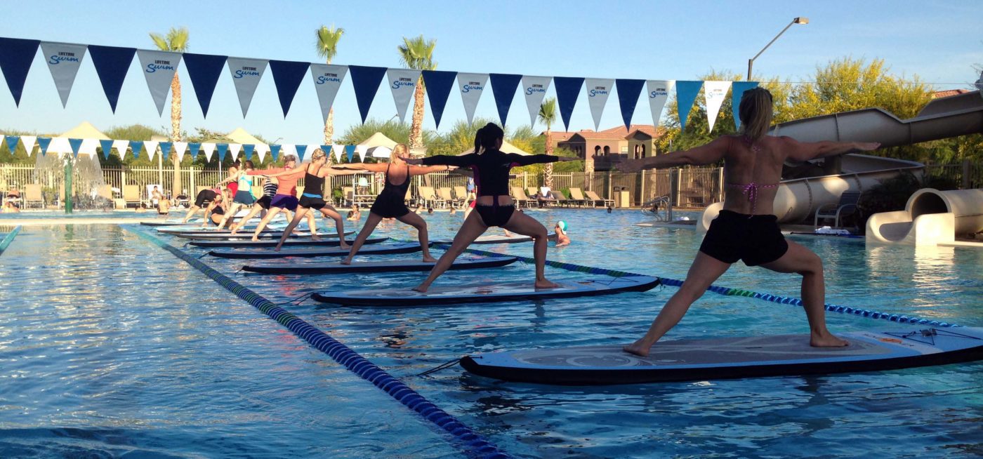 LifeTime Fitness Scottsdale SUP Yoga in the pool