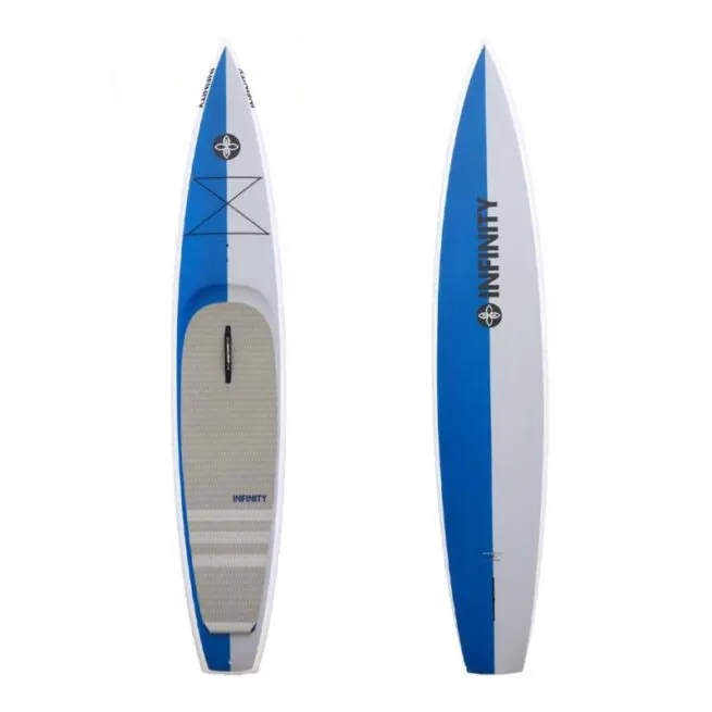 The Infinity SUP Wide Aquatic touring SUP deck and bottom image from Riverbound Sports.