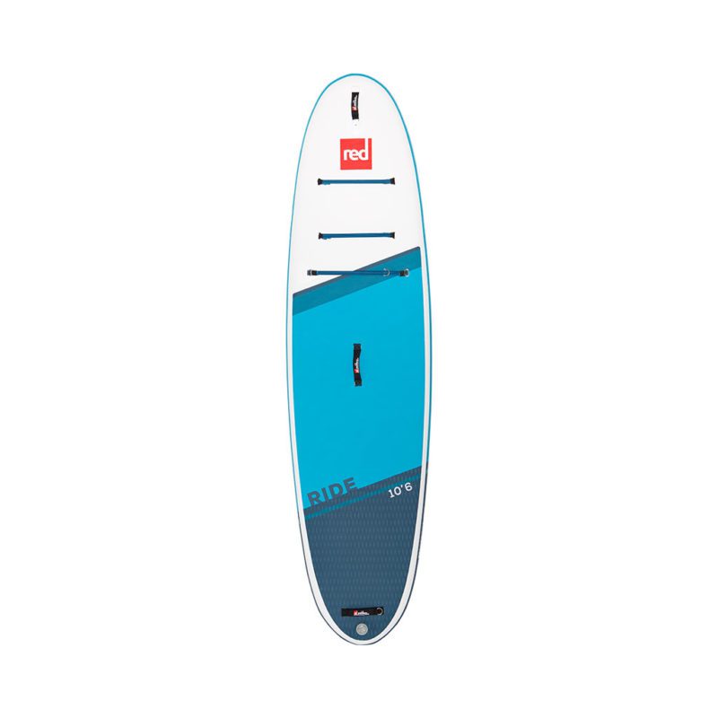 Red Paddle Co inflatable 10'6" Ride in white and blue graphics. Available at Riverbound Sports AUP shop in Tempe, Arizona.