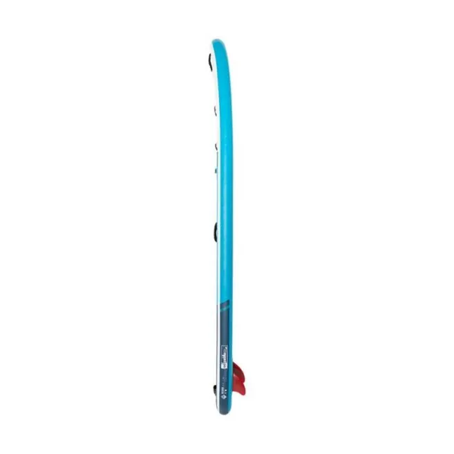 Red Paddle Co inflatable 10'6" Ride side profile in blue with red flex fins. Available at Riverbound Sports AUP shop in Tempe, Arizona.