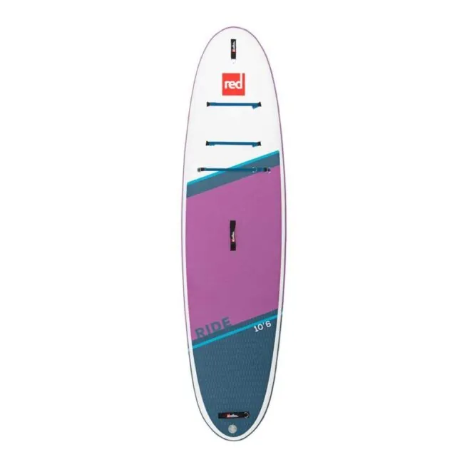 Red Paddle Co inflatable SE 10'6" Ride in white and purple graphics. Available at Riverbound Sports AUP shop in Tempe, Arizona.