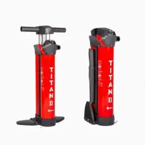 Red Paddle Co Titan II pump image of both ready and packed position. Available at Riverbound Sports.