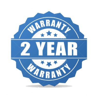 Two year warranty logo in blue