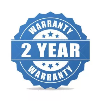 Two year warranty logo in blue