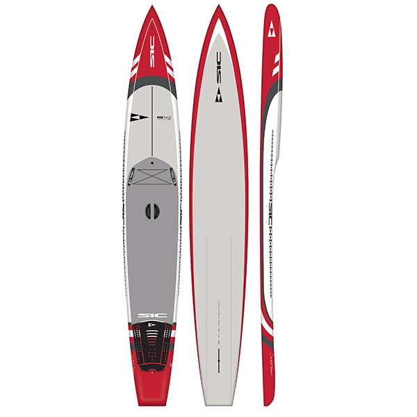 SIC Maui 14'0" x 26" RS SF race board deck, bottom, and side view. The 2020 Rocket Ship is available at Riverbound Sports.