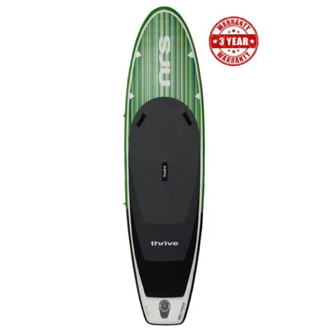 NRS Thrive 10'3" blue inflatable SUP deck. with 3 year warranty logo.
