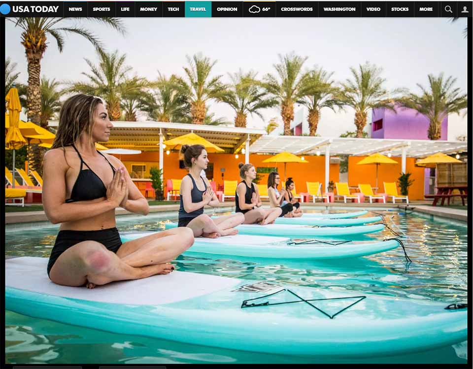 USA Today website post about SUP Yoga at the Saguaro Hotel in Scotsdale.