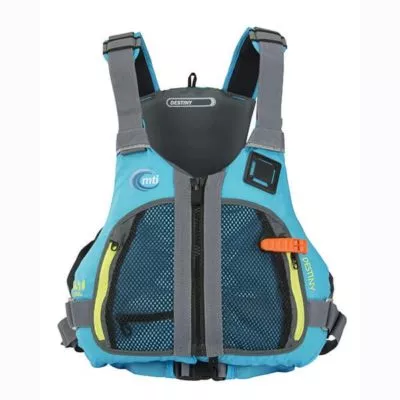 MTI Destiny womens PFD in Tropical Blue front view..