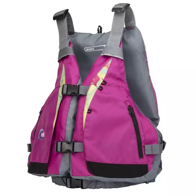 The MTI Moxie PFD in Berry Caribe side view.