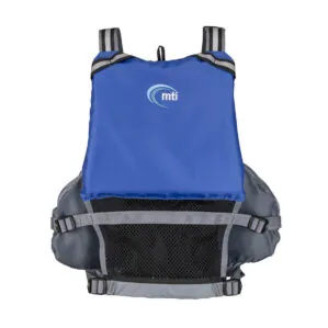 The MTI Solaris PFD in Blue Gray back view.