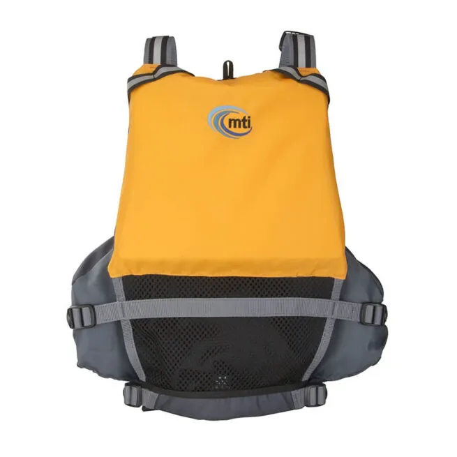 The MTI Solaris PFD in Mango Gray back view.