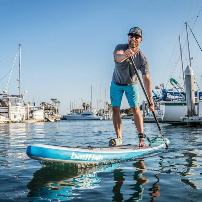 Mike Harvey on the Surf Traveler on the harbor.