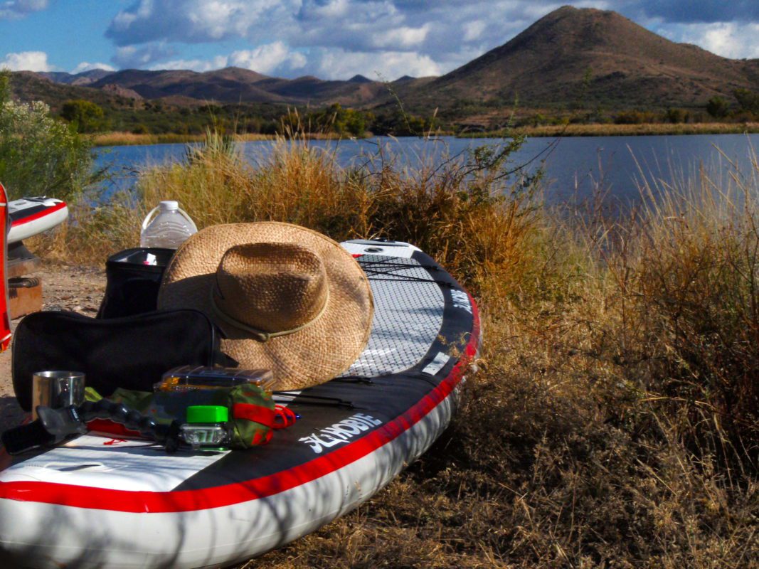 Items you should have with you during paddling. Sunscreen, hats, hydration, and nutrition.