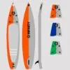 Infinity SUP inflatable touring board color sheet. Available colors are orange, blue, and green.