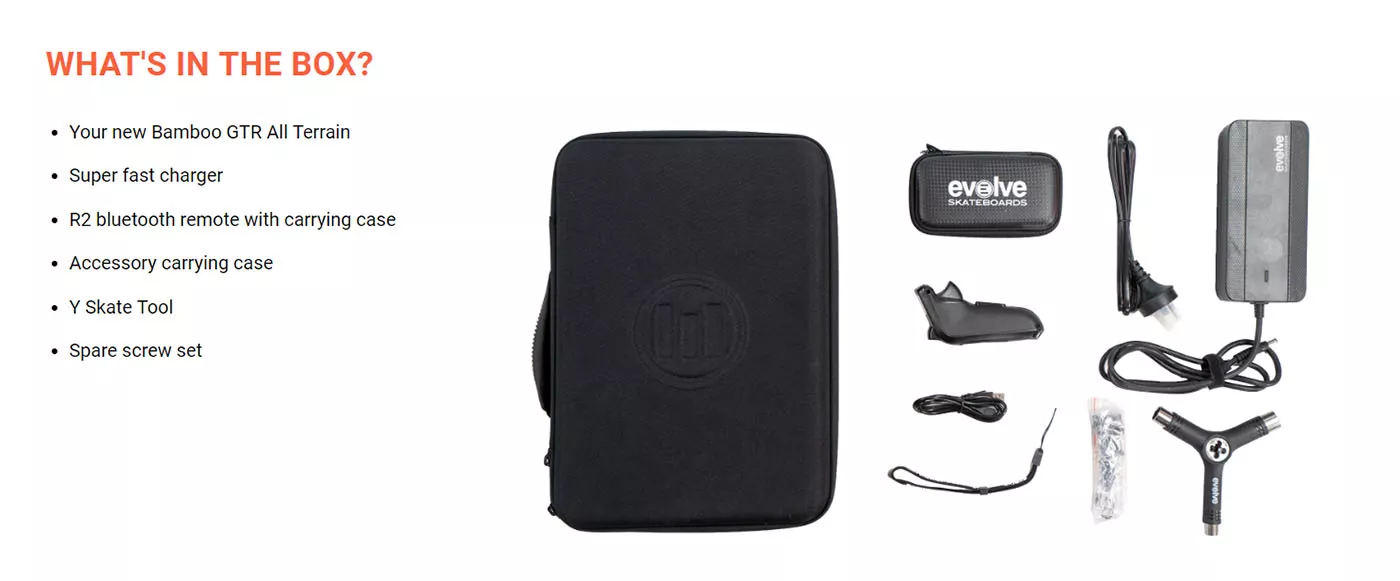 Evolves GTR accessories that are included with the new E-board.