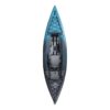 Newly redesigned Aquaglide Chelan 120 view looking down on the top of the kayak. The new dark aqua and grey color.