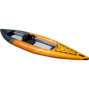 The Aquaglide single person inflatable Deschutes 130 kayak. available at Riverbound Sports.