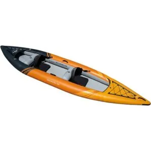 The Aquaglide 2 person inflatable Deschutes 145 kayak. available at Riverbound Sports.