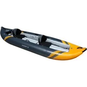 The Aquaglide tandem person inflatable McKenzie 125 kayak. available at Riverbound Sports.