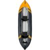 The top view of the Aquaglide tandem person inflatable McKenzie 125 kayak. available at Riverbound Sports.