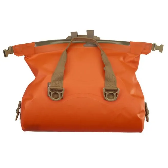 Full view of the Watershed Chattooga Orange Dry Bag available at Riverbound Sports Paddle Company.