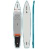 The SIC Maui Sage 10'6" X 34" Sage SUP wood grain and teal 3 views, deck, bottom, and side. Available at Riverbound Sports.