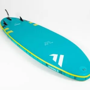 Fanatic SUP Fly Air Premium bottom of the board from the front.