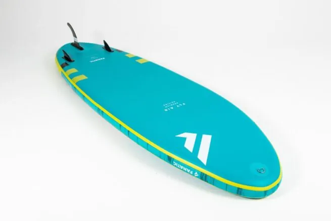 Fanatic SUP Fly Air Premium bottom of the board from the front.