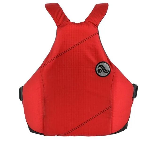 Astral YTV life jacket in cherry creek red with yellow liner and trim back view. Available at Riverbound Sports in Tempe, Arizona.