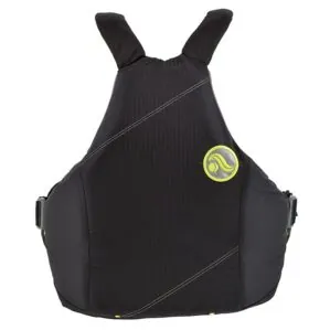 Astral YTV life jacket in Black with yellow liner and trim back view. Available at Riverbound Sports in Tempe, Arizona.