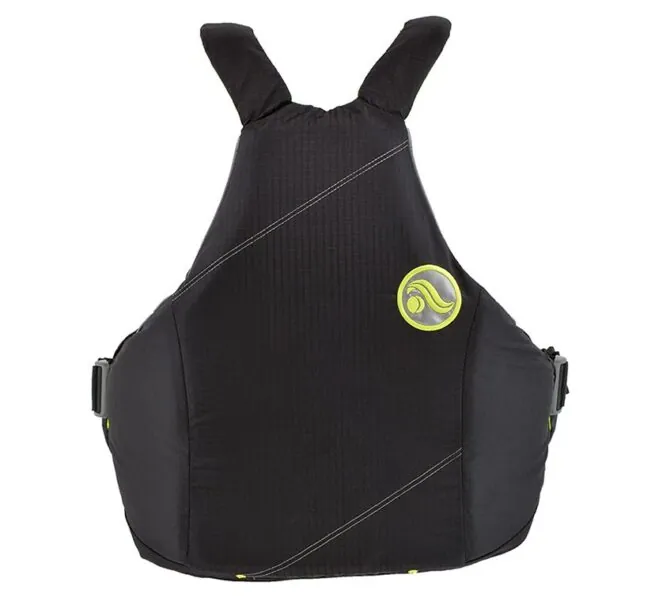 Astral YTV life jacket in Black with yellow liner and trim back view. Available at Riverbound Sports in Tempe, Arizona.