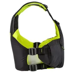 Astral YTV life jacket in Black with yellow liner and trim side view. Available at Riverbound Sports in Tempe, Arizona.