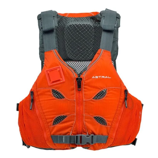 Astral V Eight life jacket in burnt orange color.