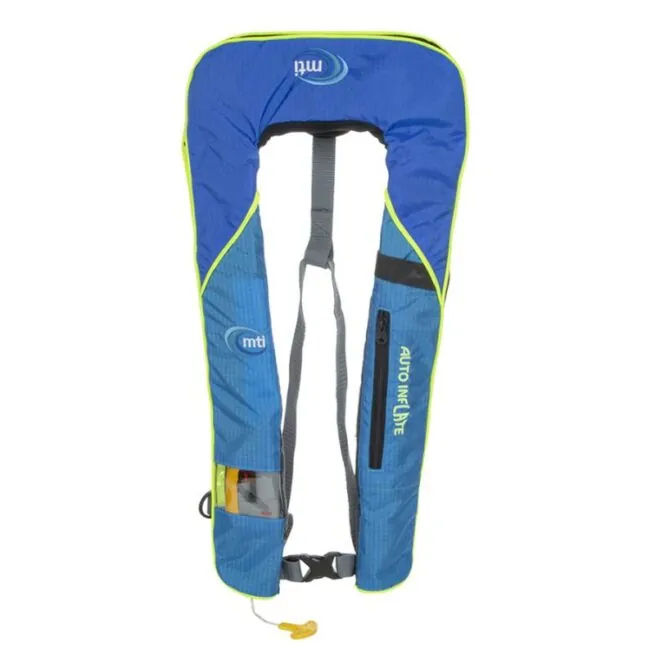 MTI Netune inflatable life jacket in blue and royal blue available at Riverbound Sports in Tempe, Arizona.