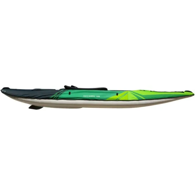 The Navarro 130 inflatable Aquaglide kayak side view.