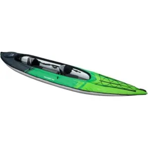 The Navarro inflatable Aquaglide kayak side view.