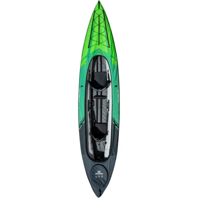 The Navarro inflatable Aquaglide kayak top view.