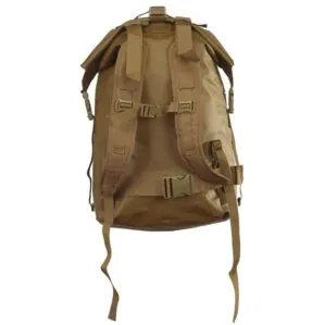 Watershed Animas backpack style drybag in coyotewith coyote colored straps back straps view available at Riverbound Sports in Tempe, Arizona.