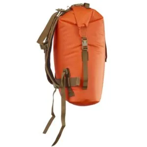 Watershed Animas backpack style drybag in blue with coyote colored straps side view available at Riverbound Sports in Tempe, Arizona.