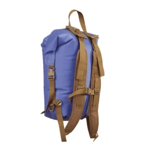 Watershed Big Creek backpack style drybag in blue with coyote colored straps and available at Riverbound Sports in Tempe, Arizona.