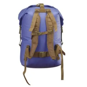 Watershed Westwater backpack style drybag in blue with coyote colored straps available at Riverbound Sports in Tempe, Arizona.