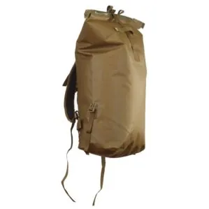 Front view of the Watershed Westwater backpack style drybag in coyote with coyote colored straps available at Riverbound Sports in Tempe, Arizona.