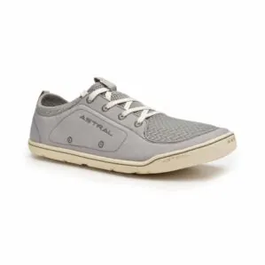 Astral Loyak men's water shoe in navy grey and white angle view.