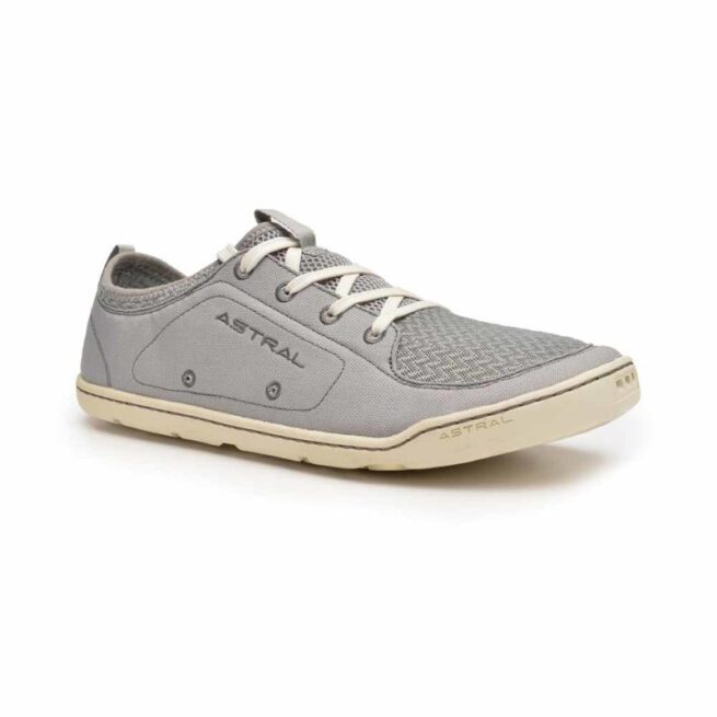 Astral Loyak men's water shoe in navy grey and white angle view.