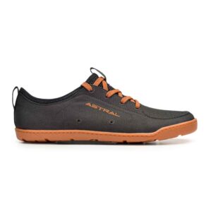 Astral Loyak men's water shoe in black and brown outer side view.
