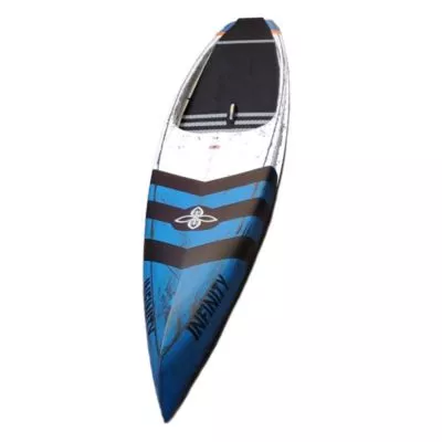 The 2020 Infinity Whiplash in blue. From the nose of the board.